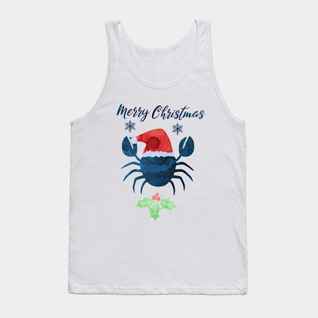 Christmas Crab - Coastal Xmas Artwork Tank Top by TheJollyMarten